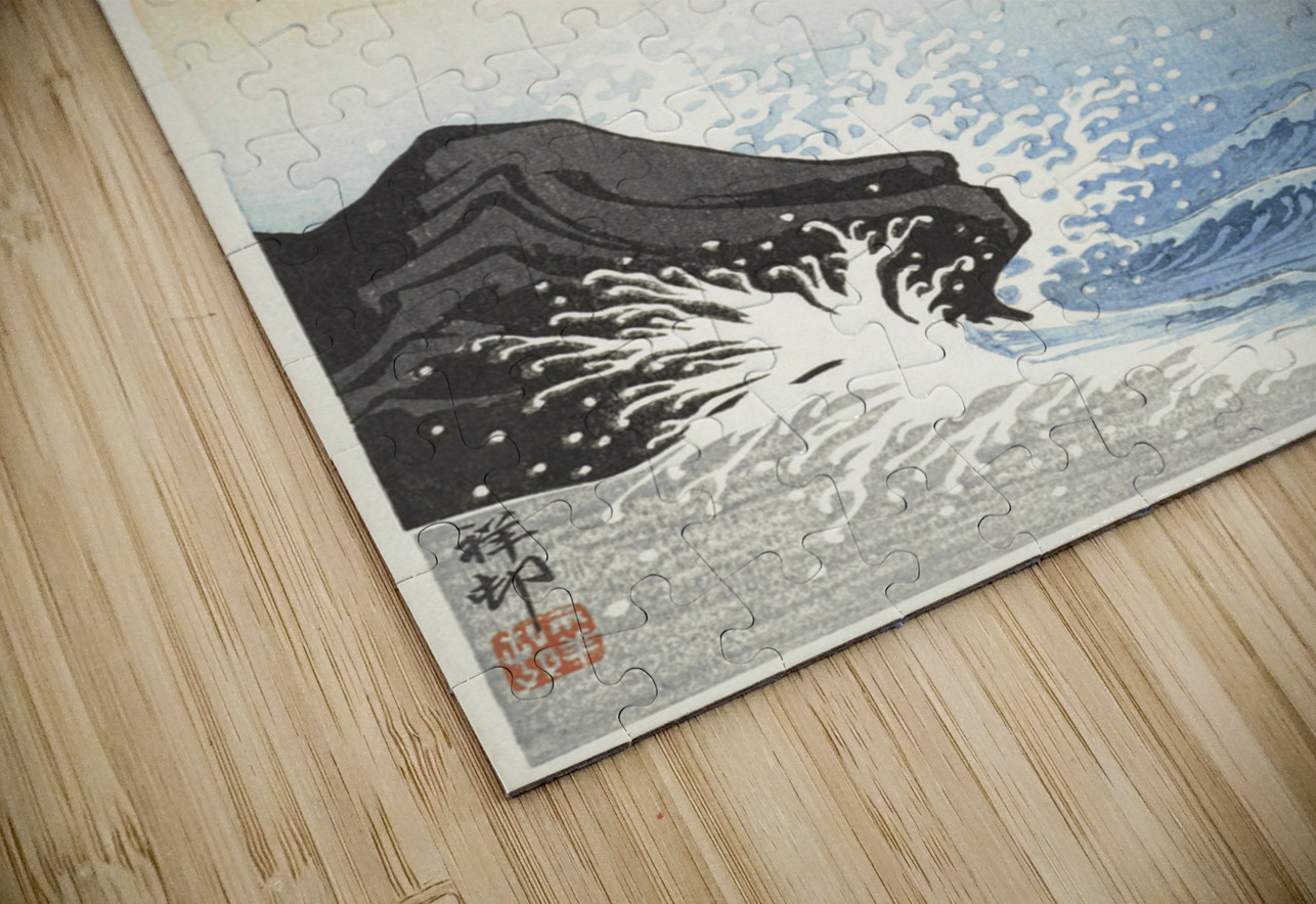 Five seagulls above turbulent sea 1900 - 1930 by Ohara Koson 1877-1945. IStockHistory com Puzzle