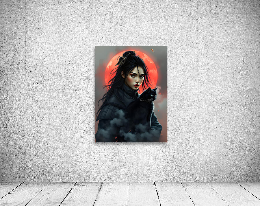 Ronin Woman and Her Cat By ISHISH Wall Preview