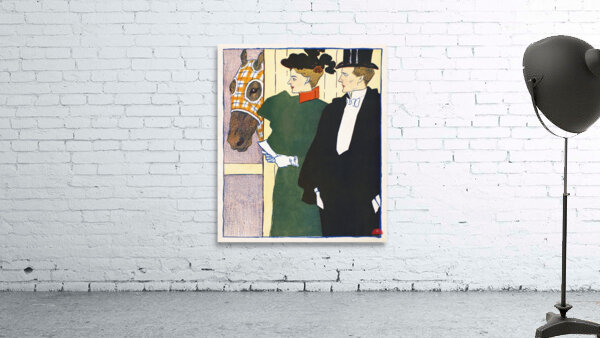 Woman holding a horse racing ticket 1895 by Edward Penfield Wall Preview