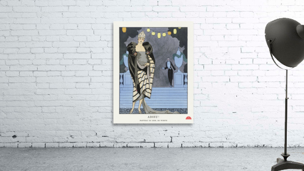 Adieu! / Manteau du soir de Worth from Gazette du Bon Ton. Art &ndash Modes & Frivolit&eacutes: Evening Attire No. 4 Pl. 28 1921 fashion illustration  by George Barbier.  Wall Preview