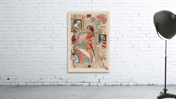 Chevalier inscrit dans une enluminure Illustration by Eugène Samuel Grasset Wall Preview