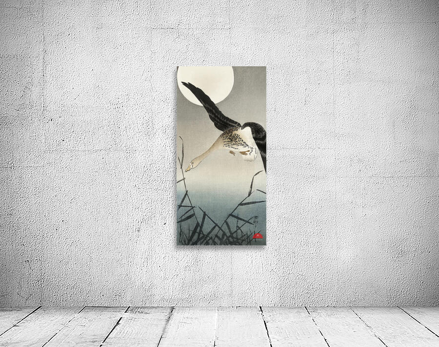 White-fronted goose at full moon 1900 - 1930 by Ohara Koson 1877-1945. Wall Preview