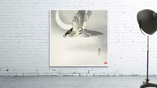 Cuckoo at crescent moon 1900 - 1930 by Ohara Koson 1877-1945. Wall Preview