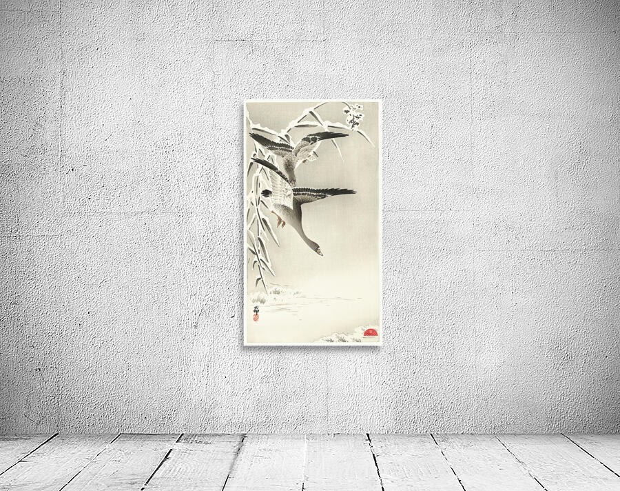 Two collies in snowy landscape 1900 - 1930 by Ohara Koson 1877-1945. Wall Preview