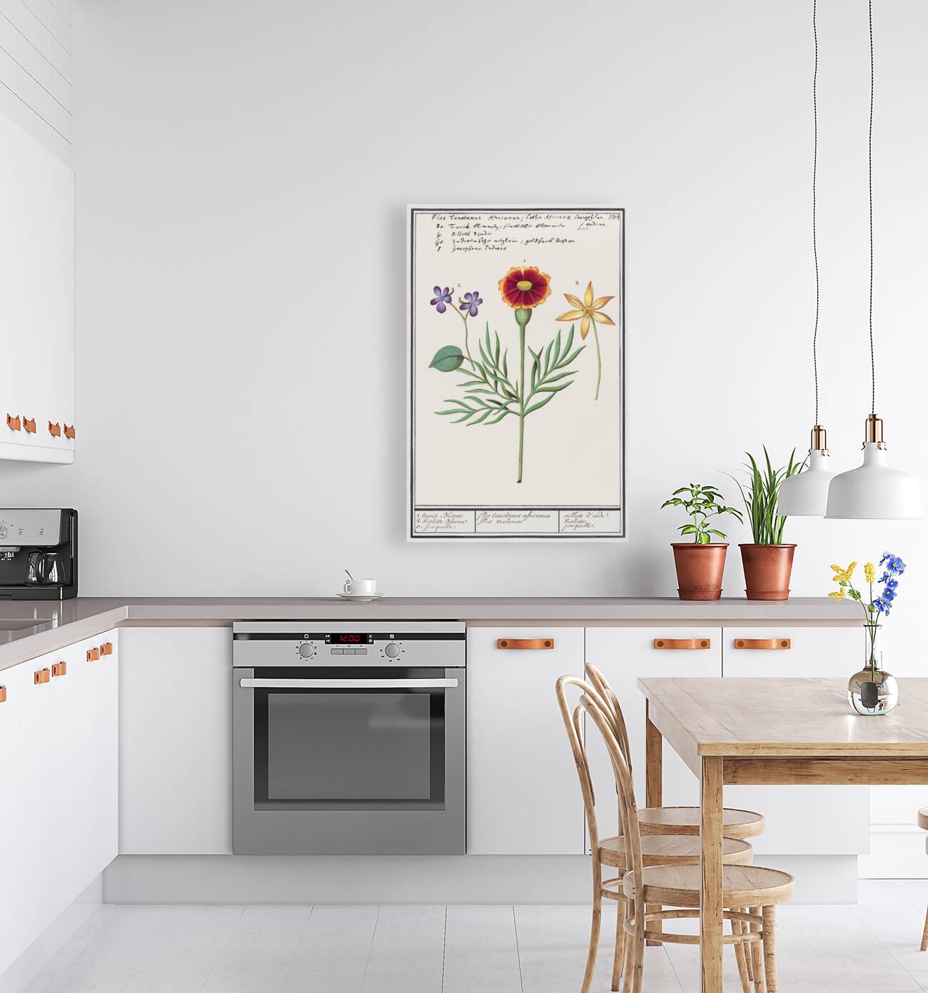 Viola daffodil and marigold Reproduction