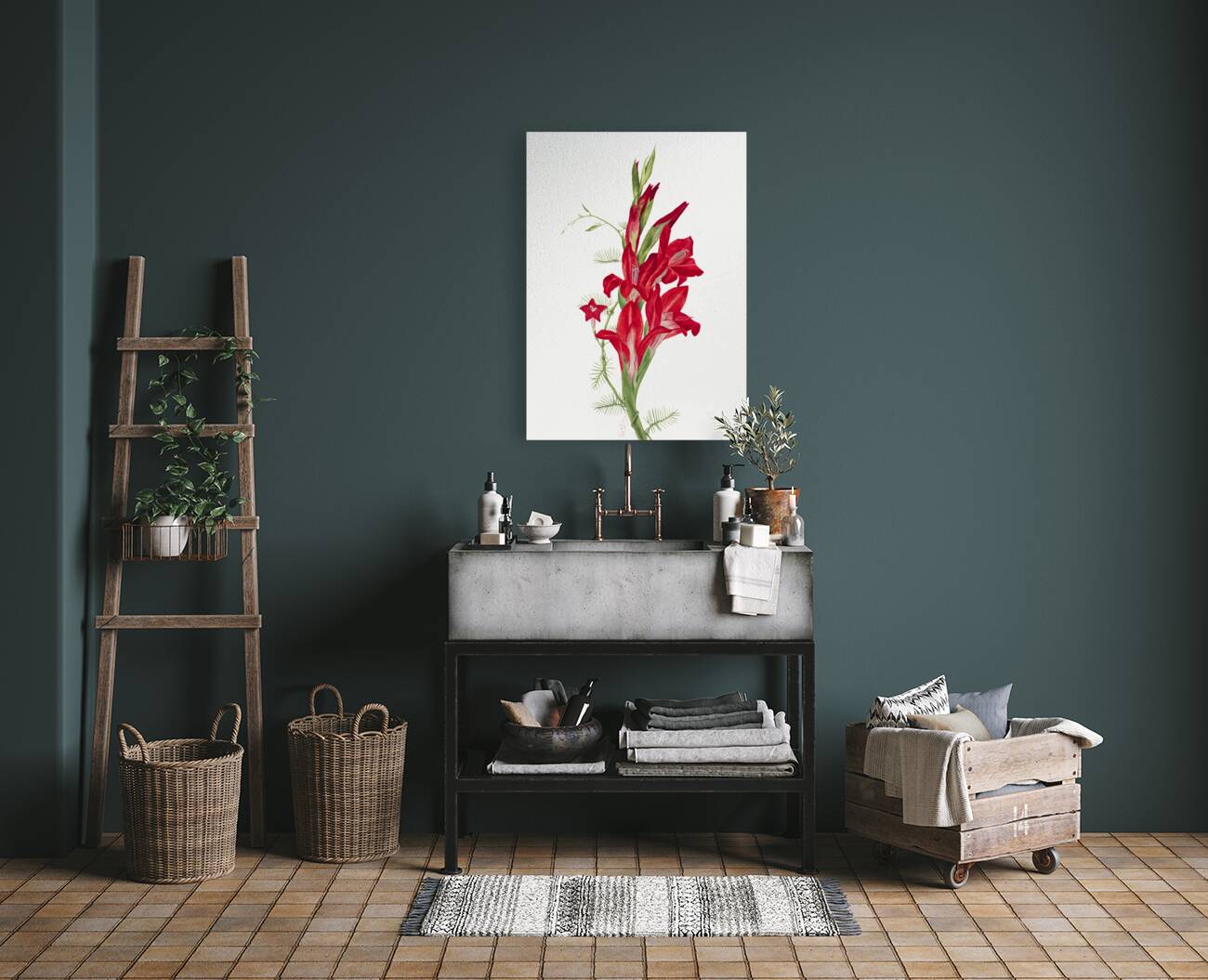 Cannas and Cypress Vine Canna species and Ipomoea quamoclit 1877 Reproduction