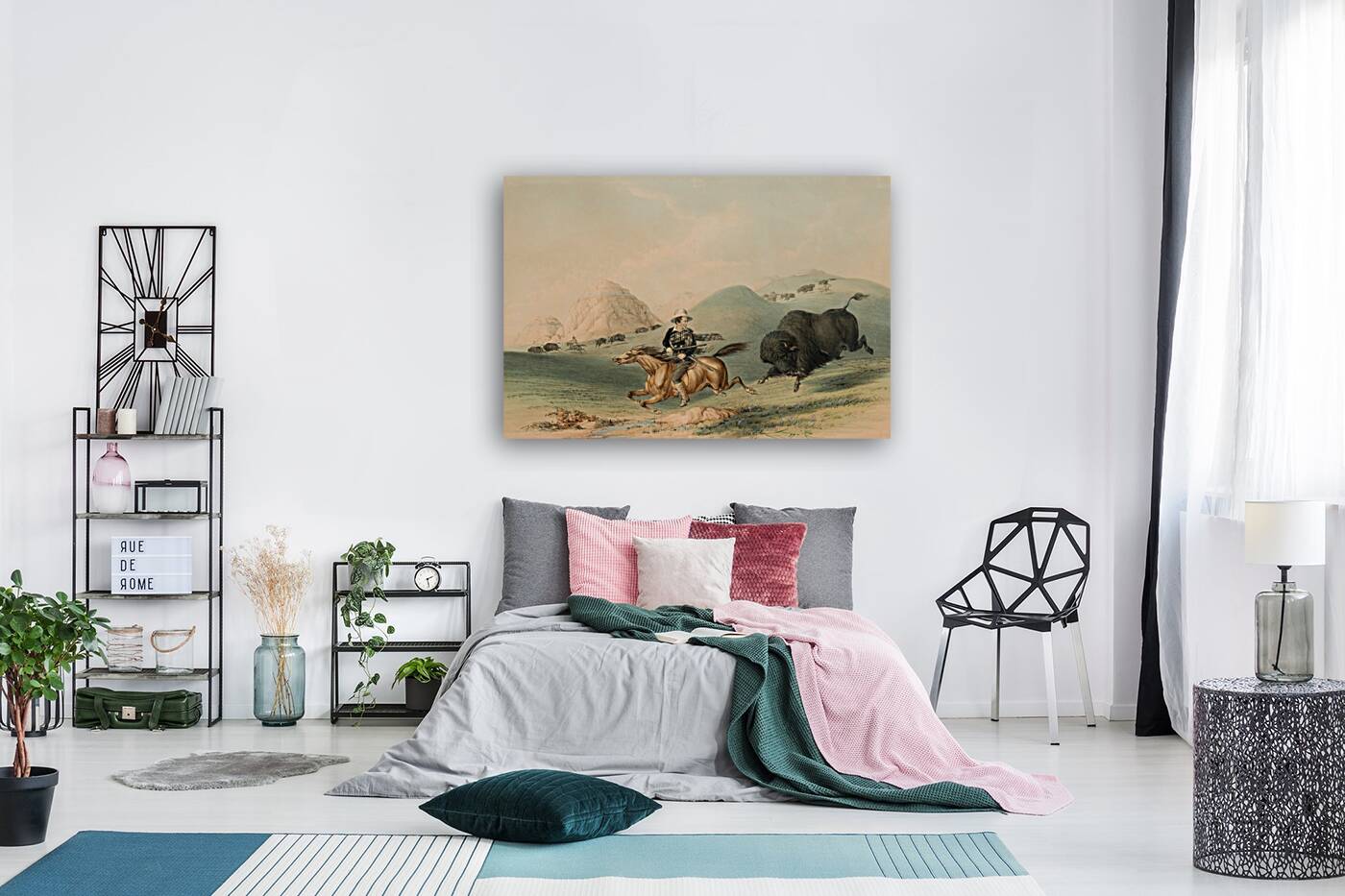 Buffalo Hunt Chasing Back 1844 Reproduction