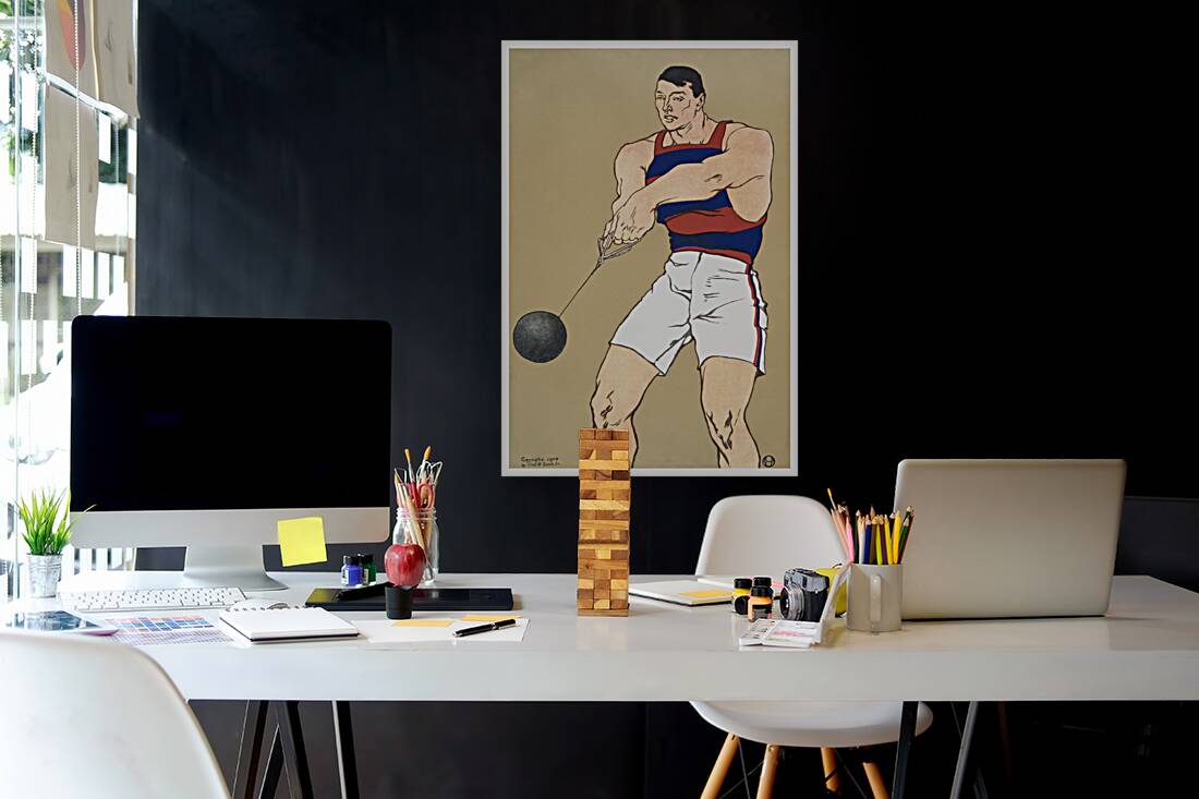 Hammer throw 1908 by Edward Penfield Reproduction