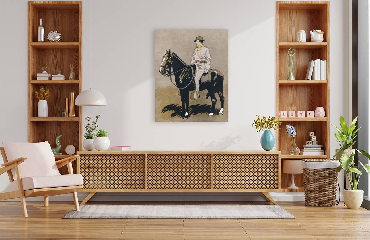 Soldier riding a horse 1898 by Edward Penfield Reproduction
