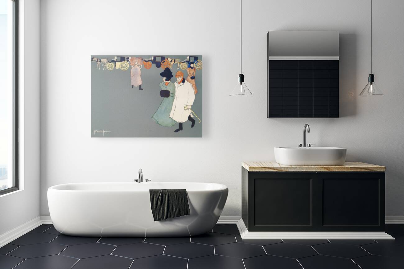 Man and woman on street ca. 1890-1907 by Edward Penfield Reproduction