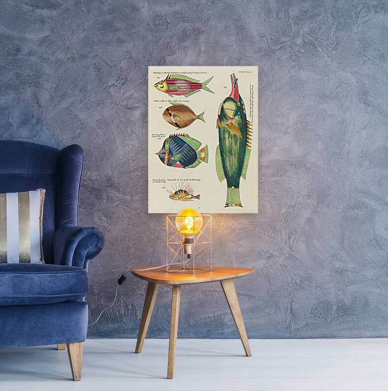 Colourful and surreal illustrations of fishes found in Moluccas Indonesia and the East Indies by Louis Renard 1678 -1746 from Histoire naturelle des plus rares curiositez de la mer des Indes 1754. Reproduction