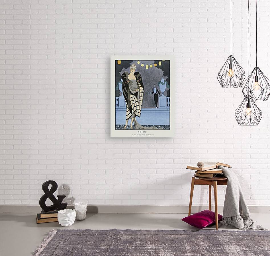 Adieu! / Manteau du soir de Worth from Gazette du Bon Ton. Art &ndash Modes & Frivolit&eacutes: Evening Attire No. 4 Pl. 28 1921 fashion illustration  by George Barbier.  Reproduction