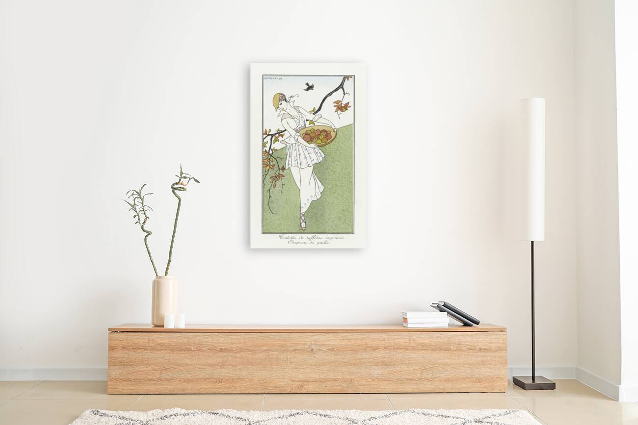 Costumes Parisiens No.179: Toilette de taffetas from Journal des Dames et des Modes 1914 fashion illustration  by George Barbier.  Reproduction