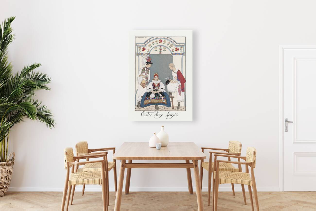 Entre deux feux 1923 fashion illustration  by George Barbier.  Reproduction