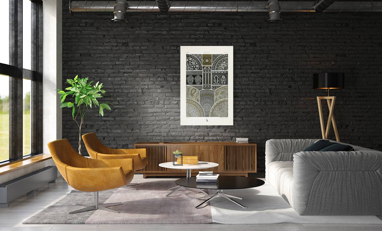 Indian pattern. 1888 edition Lornement Polychrome by Albert Racine 1825–1893. Reproduction