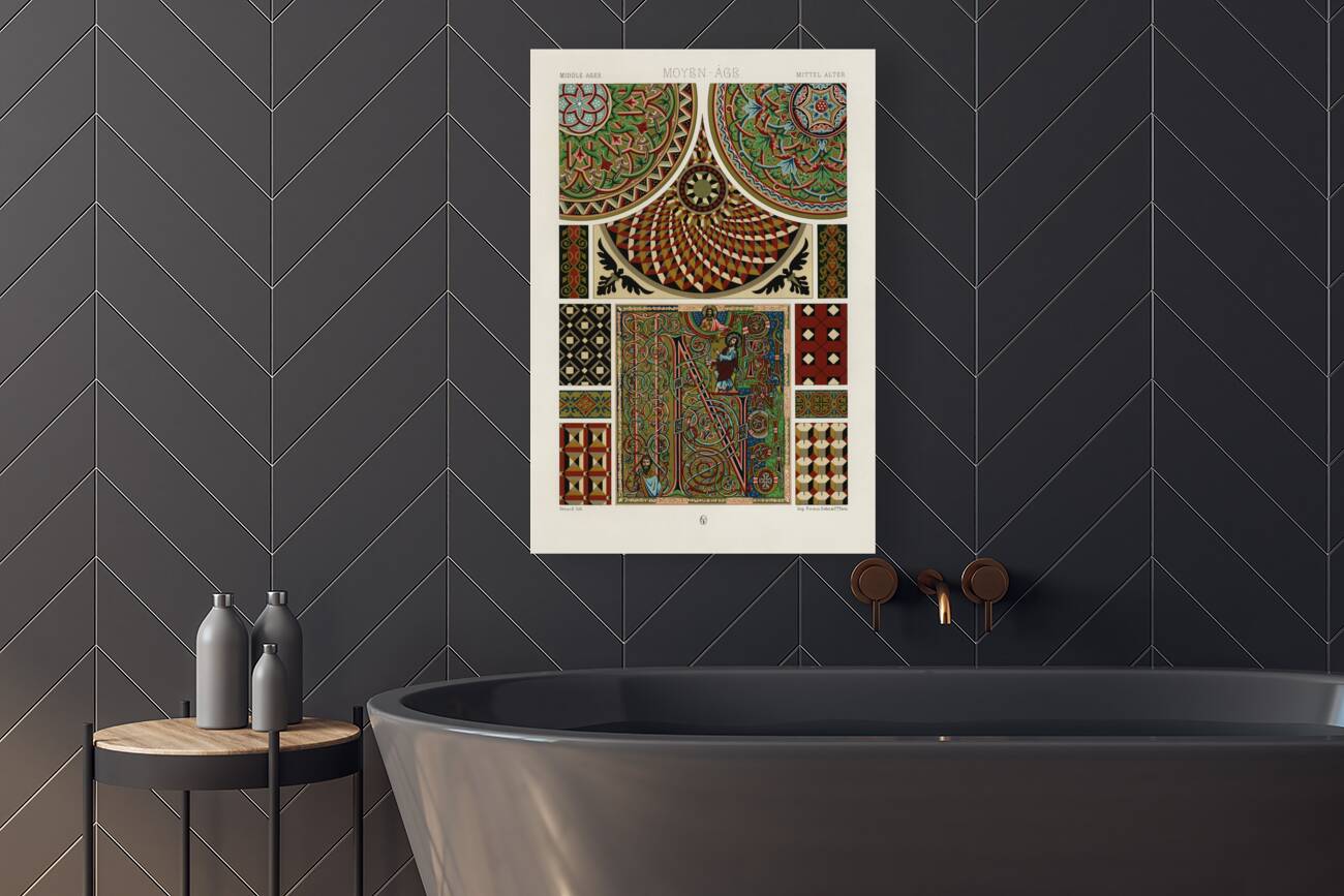 Middle-Ages pattern. 1888 edition Lornement Polychrome by Albert Racine 1825–1893. Reproduction