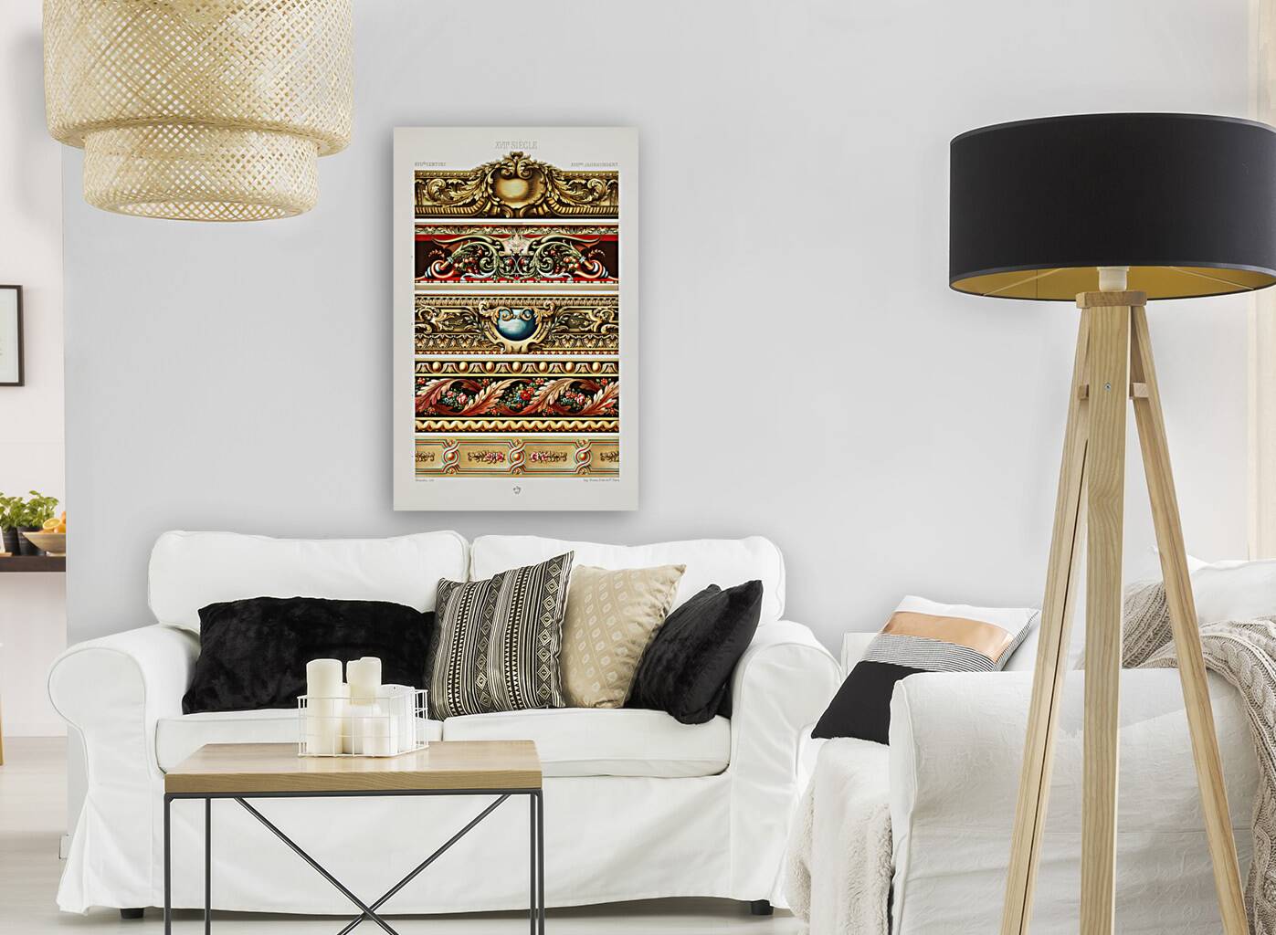 17th Century pattern. 1888 edition Lornement Polychrome by Albert Racine 1825–1893. Reproduction