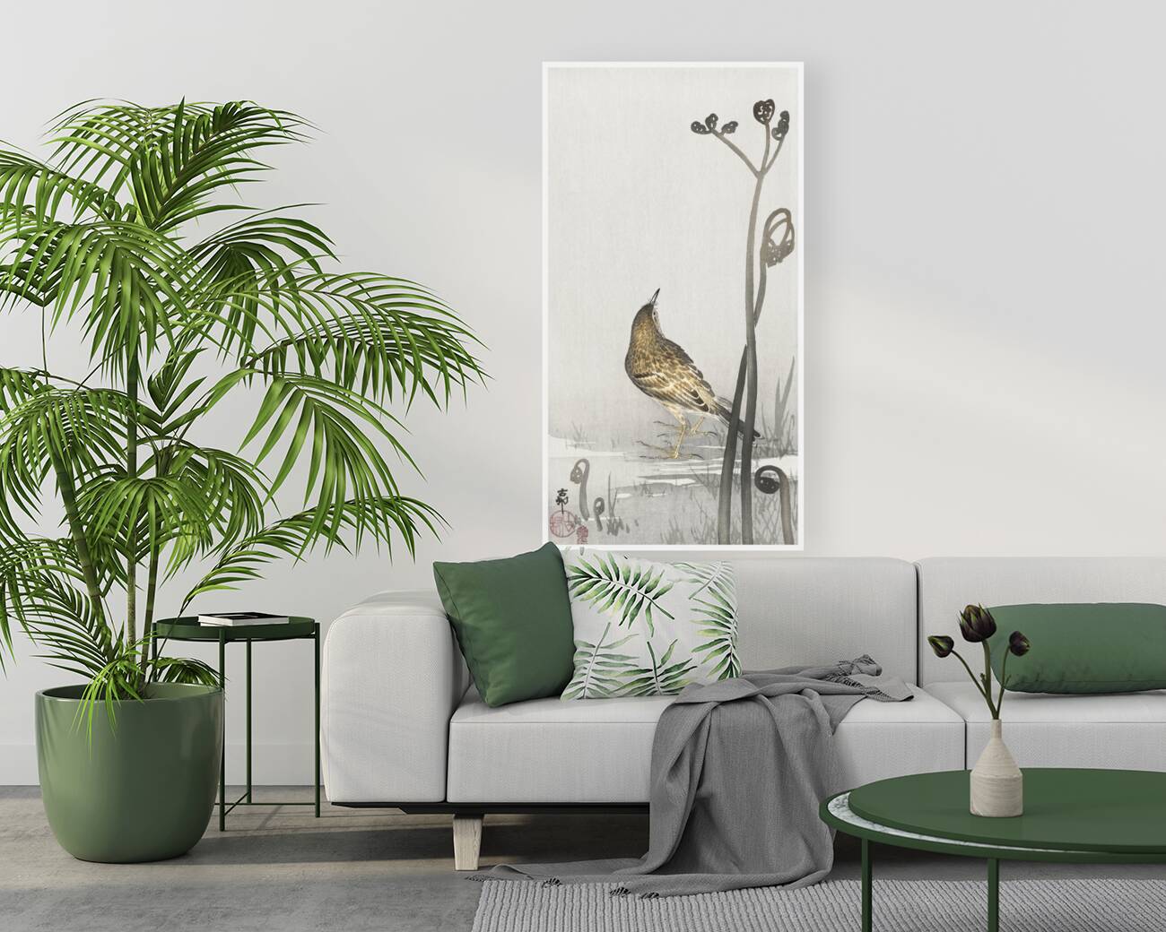 Pipit on a waterfront 1900-1910 by Ohara Koson 1877-1945. Reproduction