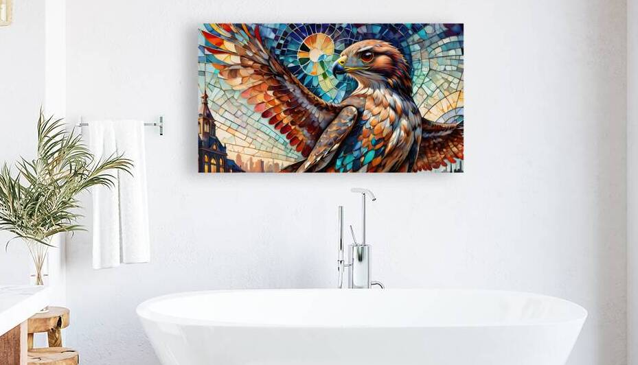 Red Tail Hawk Stained Glass By ISHISH by IStockHistory com