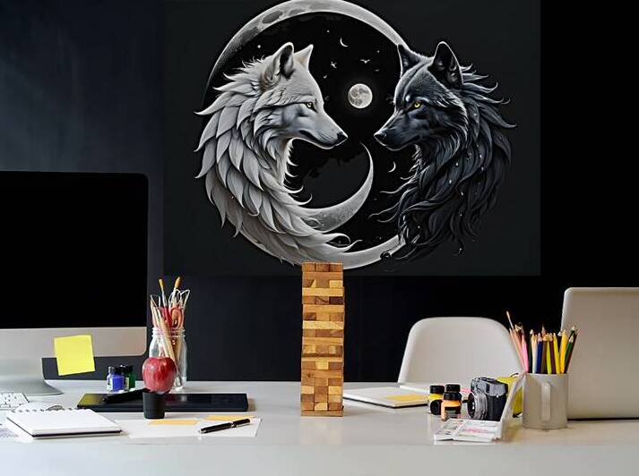 White Wolf  Black Wolf Yin Yang  Moon By ISHISH by IStockHistory com