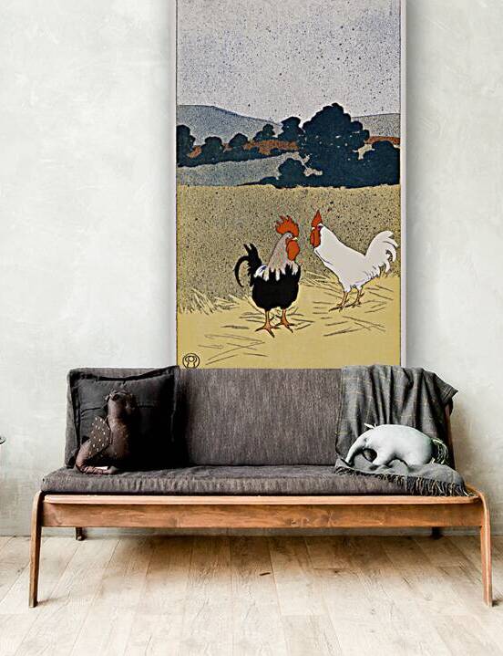 Two roosters in a field 1898  by Edward Penfield by IStockHistory com