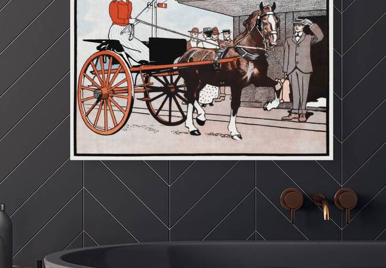 Woman in a horse carriage ca. 1890-1907  by Edward Penfield by IStockHistory com