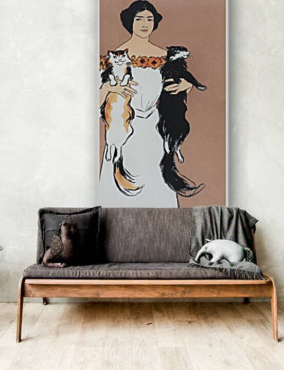 Woman holding cats 1898 by Edward Penfield by IStockHistory com