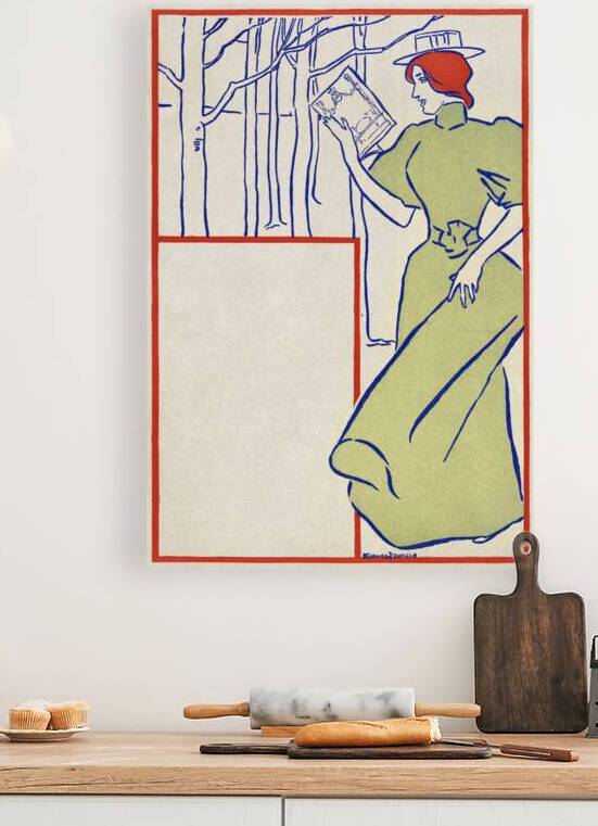 Woman in green dress reading a book 1895 by Edward Penfield by IStockHistory com