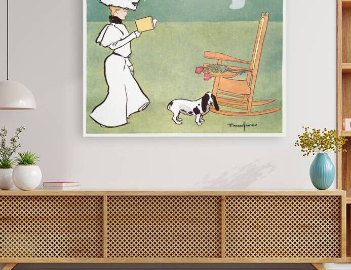 Woman reading in the garden ca. 1890-1907 by Edward Penfield by IStockHistory com