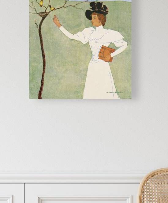 Woman reaching for birds 1894 by Edward Penfield by IStockHistory com