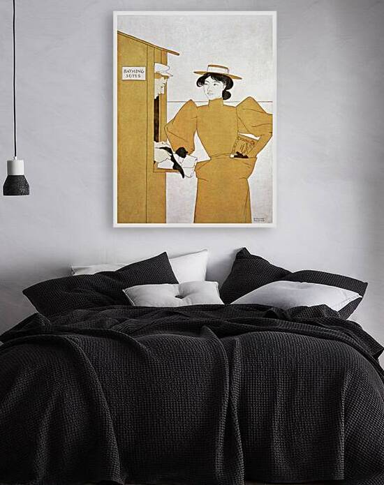 Woman picking up bathing suits 1895 by Edward Penfield by IStockHistory com