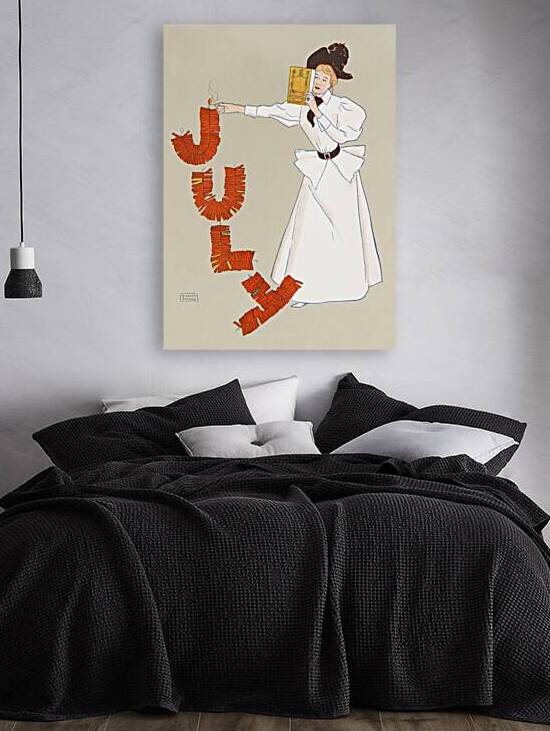 Woman lighting up firecrackers 1894 by Edward Penfield by IStockHistory com