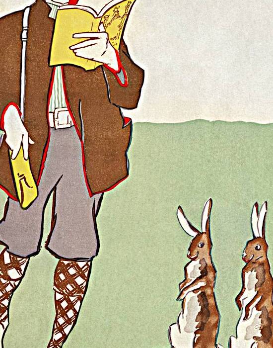 Man reading a book with Hares 1895 by Edward Penfield by IStockHistory com