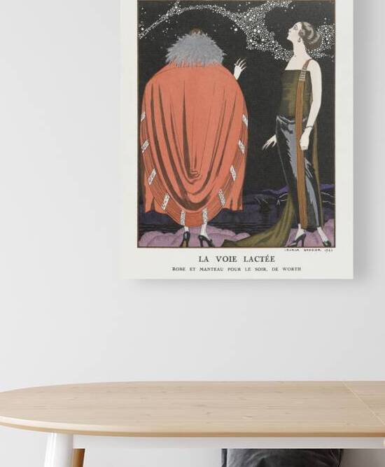 La voie lact&eacutee: Robe et manteau pour le soir de Worth 1921 fashion illustration  by George Barbier.  by IStockHistory com