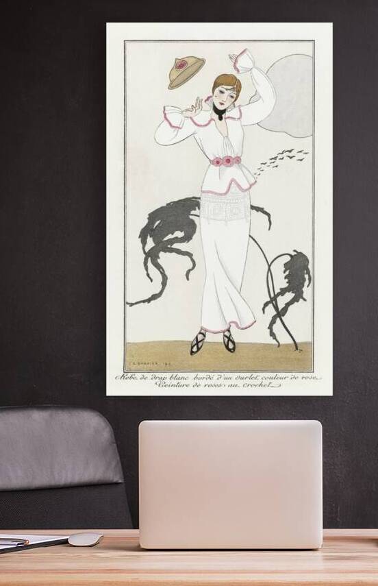 Costumes Parisiens no.21: Robe de drap blanc from Journal des Dames et des Modes 1912 fashion illustration by George Barbier.  by IStockHistory com