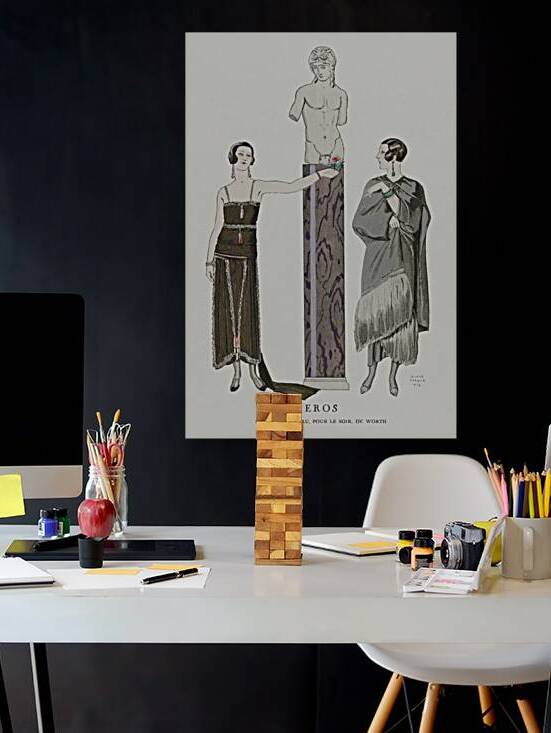 Eros / Robe et manteau pour le soir de Worth from Gazette du Bon Ton No. 9 1924 fashion illustration  by George Barbier.  by IStockHistory com