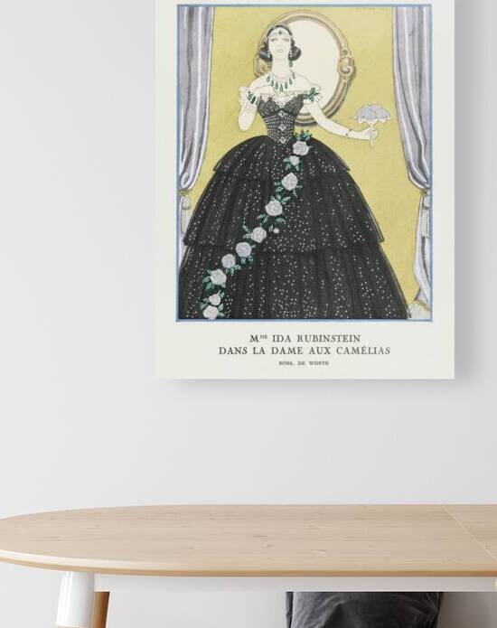 Mme Ida Rubinstein dans la dame aux cam&eacutelias / Robe de Worth from Gazette du Bon Ton. Art- Modes & Frivolit&eacutes No. 5 1923 fashion illustration by George Barbier.  by IStockHistory com