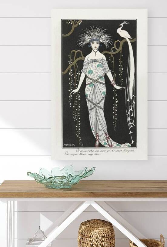 Costumes Parisiens: Grande robe du soir from Journal des Dames et des Modes 1914 fashion illustration  by George Barbier.  by IStockHistory com