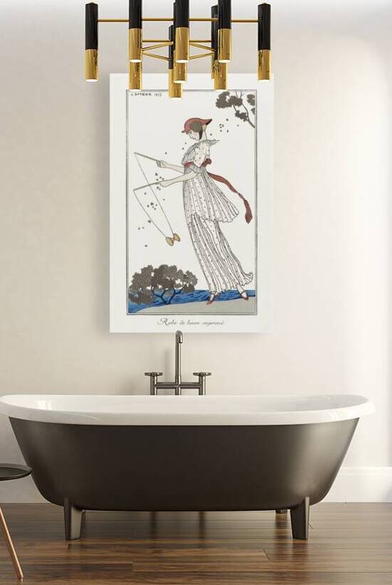 Costumes Parisiens: Robe de linon imprim&eacute from Journal des Dames et des Modes 1913 fashion illustration  by George Barbier.  by IStockHistory com