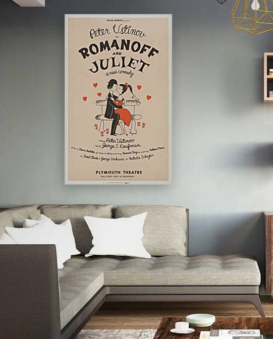 David Merrick presents Peter Ustinov in Romanoff and Juliet a new comedy 1960 Raymond Peynet French 1908 – 1999 Artcraft Lithograph Poster 1905–1970 by IStockHistory com