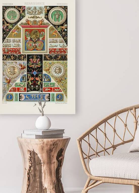 Renaissance pattern. 1888 edition Lornement Polychrome by Albert Racine 1825–1893. by IStockHistory com