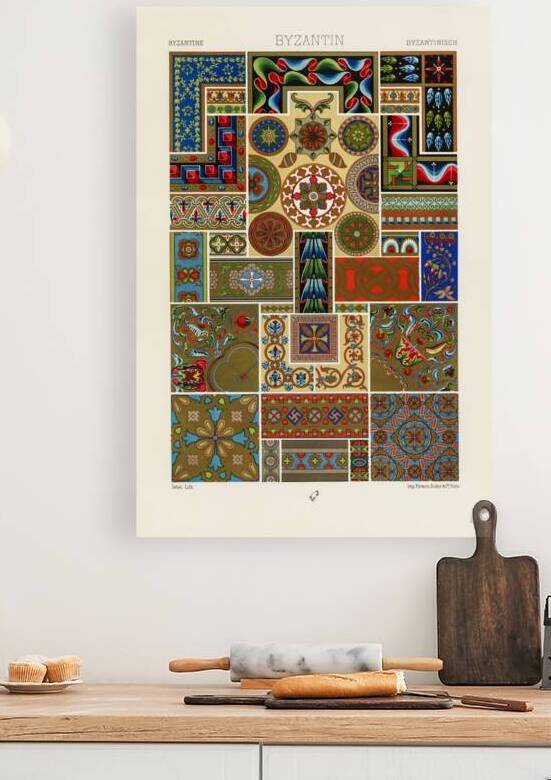 Byzantine pattern. 1888 edition Lornement Polychrome by Albert Racine 1825–1893. by IStockHistory com