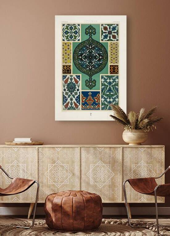 Ottoman pattern. 1888 edition Lornement Polychrome by Albert Racine 1825–1893. by IStockHistory com