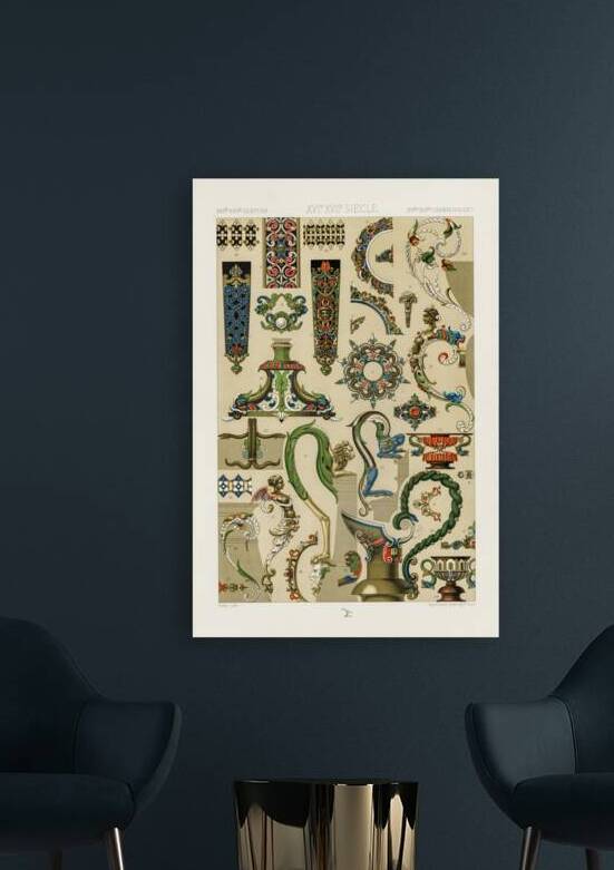 16th and 17th Century pattern. 1888 edition Lornement Polychrome by Albert Racine 1825–1893. by IStockHistory com