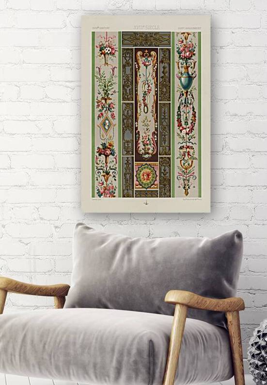 18th Century pattern. 1888 edition Lornement Polychrome by Albert Racine 1825–1893. by IStockHistory com