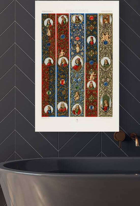 Renaissance pattern. 1888 edition Lornement Polychrome by Albert Racine 1825–1893. by IStockHistory com