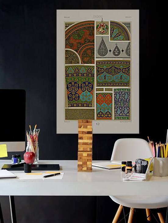 Indian pattern. 1888 edition Lornement Polychrome by Albert Racine 1825–1893. by IStockHistory com