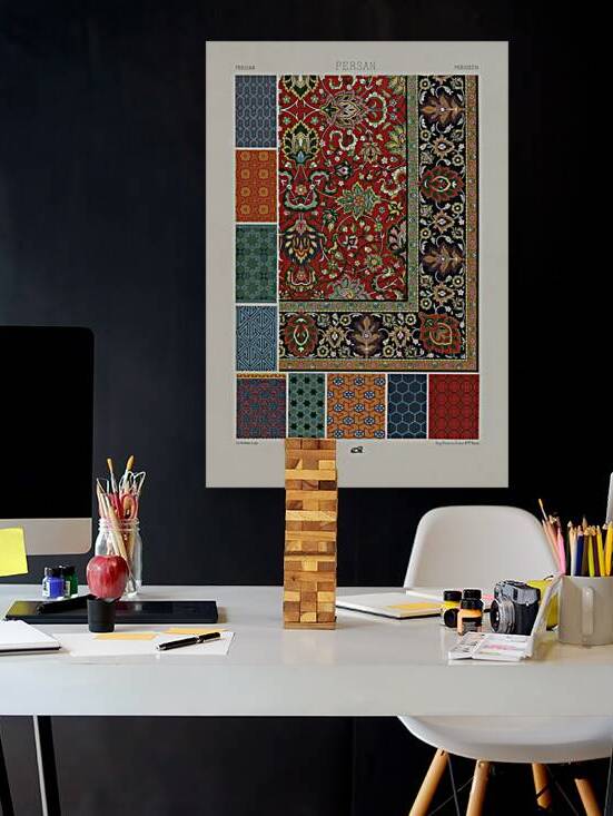 Persian pattern. 1888 edition Lornement Polychrome by Albert Racine 1825–1893. by IStockHistory com