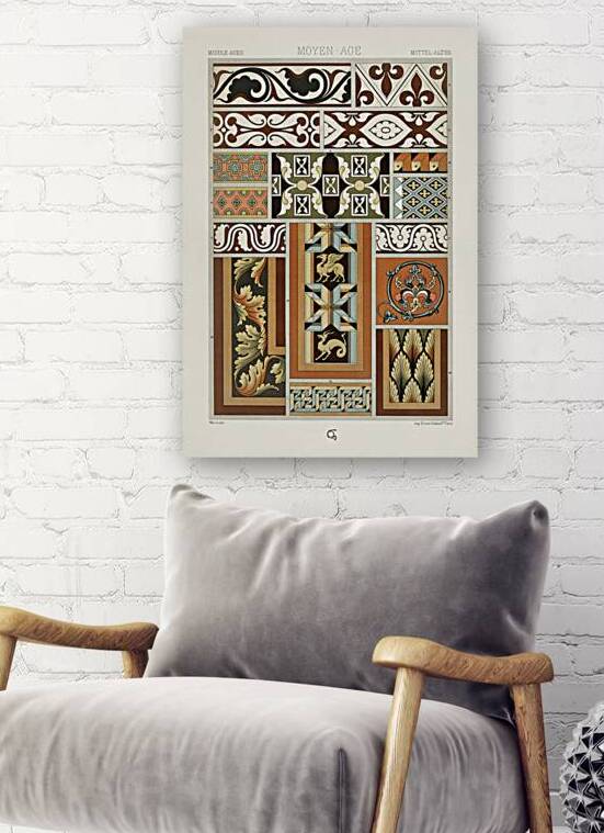 Middle-Ages pattern. 1888 edition Lornement Polychrome by Albert Racine 1825–1893. by IStockHistory com