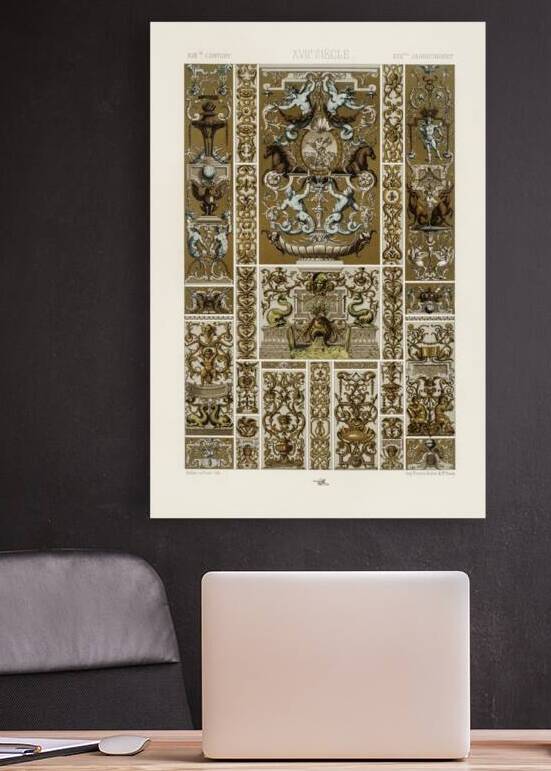 17th Century pattern. 1888 edition Lornement Polychrome by Albert Racine 1825–1893. by IStockHistory com